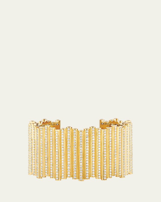 Edge 18K Yellow Gold Pave Diamond Cuff Bracelet